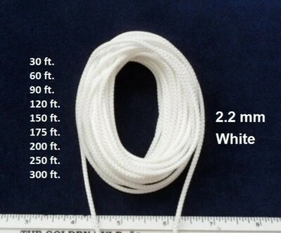 2.2 mm White Lift Pull String Cord for Window Blinds & Shades, 30-300 ft - Image 1 of 2
