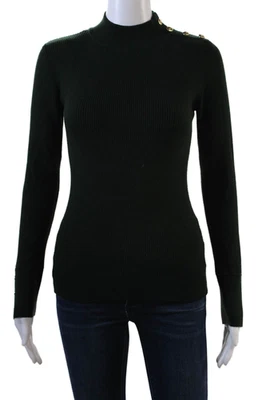 Elie Tahari Womens Ribbed Long Sleeves Turtleneck Sweater Green Size Small - Image 1 of 4