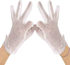 Women Summer Sunscreen Lace Lady Outdoor Anti UV Sun Mittens Thin Gloves - Picture 1 of 16