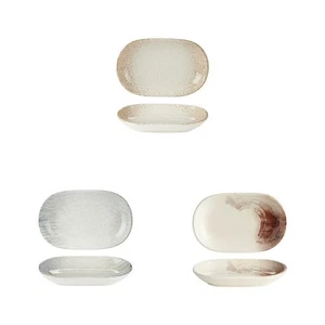 12 x Oval Dish 14 x 9cm Scorched/Linear/Cream Vitrified Porcelain Food Prep Use - Picture 1 of 4