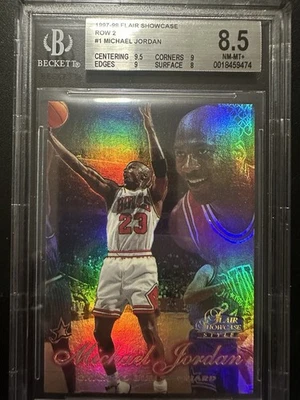 Escaparate Flair 1997-98 Michael Jordan fila 2 BGS 8,5, 9,5 centrado Foto 1 de 2