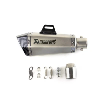 Slip-on 51mm 2" Universal Motorcycle Exhaust Muffler Pipe Tail Tips Silver - Image 1 of 4