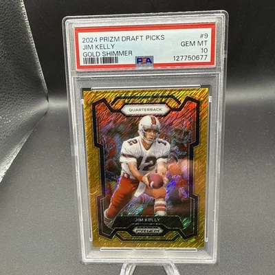 2024 Prizm Draft Picks JIM KELLY Gold Shimmer 1/15 FOP PSA 10 Pop 1 - Image 1 of 2