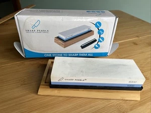 Sharp Pebble Sharpening Stone Double Sided #1000-# 6000, Angle Guide - Picture 1 of 17
