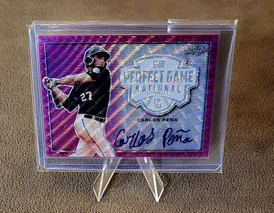 Leaf Perfect Game National Showcase 2020 Carlos Peña BA-CP2 Pink Wave automático #d/6 Foto 1 de 3