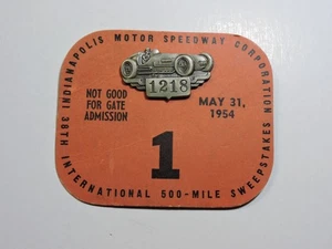 Indy 500 Silber 1954 Pit Badge mit #1 Backup Card - Bild 1 von 4