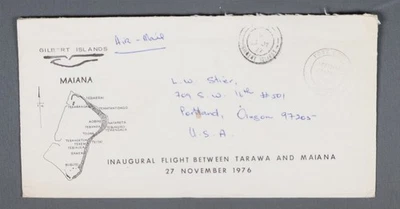 Mayfair Stamps Islas Gilbert 1977 Tarawa a Beru Primer Vuelo Cubierta aau_76009 Foto 1 de 2