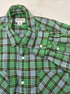 Carhartt Long Sleeve Button Up Front Green Plaid Long Sleeve Regular Fit XXL - Picture 1 of 7