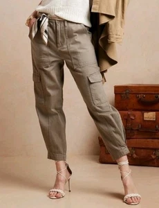 BANANA REPUBLIC High Rise Tapered Utility Iced Latte Khaki Barrel Women's 14 P - Picture 1 of 9