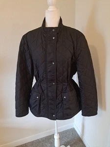COACH Women's Black PUFFER Quilted Jacket Snap Zip Closure EUC Size XL - Picture 1 of 7