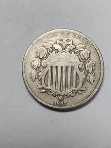 1867 NO RAYS Shield Nickel - Picture 1 of 4