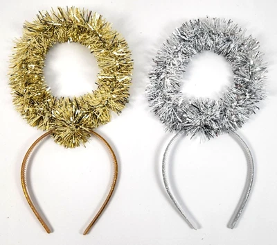 EVELAY LTD Silver Gold Halo Tinsel Headband Christmas Angel Boppers Nativity Fancy Dress