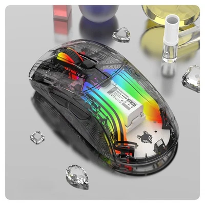 New RGB Mechanical Mouse Transparent Three-Mode Wireless Mouse For Android - Image 1 of 4