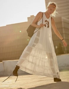 Free People Movement First Position White Jersey Maxi Dress Size Medium - Picture 1 of 14