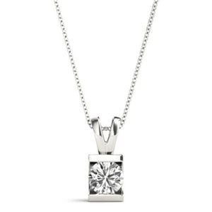 IGI Certified Lab-Created Round Cut D/VS Diamond Tension Set Solitaries Pendant - Picture 1 of 41