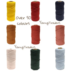 Premium Recycled Super Soft Cotton Yarn 3mm Macrame Crochet Craft Cord - Picture 1 of 115