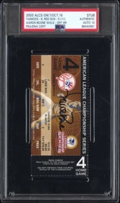 2003 ALCS GAME 7 TICKET🎟️AARON BOONE SIGNED WALK-OFF HR NYY/BOSTON PSA💎AUTO 10 - Image 1 of 4