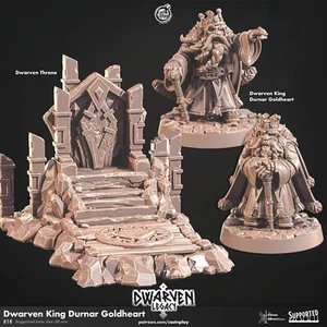 Dwarven King Durnar Goldheart CastNPlay Dwarven Legacy D&D Miniature 3D Printed - Imagen 1 de 2