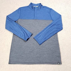 Smartwool Merino Sport 150 Mens M Gray Blue 1/4 Zip Pullover Outdoor Hiking - Picture 1 of 12