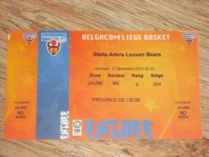 Belgacom Liège Basket - Stella Artois Leuven Bears 2010 Billets de basketball x2 - Photo 1/3