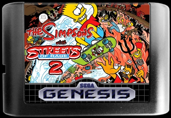 Streets of Rage 2 The Simpsons Edition Game For Sega Genesis NTSC-U/C US Canada - Image 1 of 1