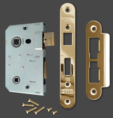 National Hickman Bathroom lock body with the Gold coloured face plate * New * - Image 1 of 4