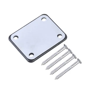 Chrome Electric Guitar Neck Plate w/ 4 Screws For Fender Stratocaster Telecaster - Picture 1 of 21