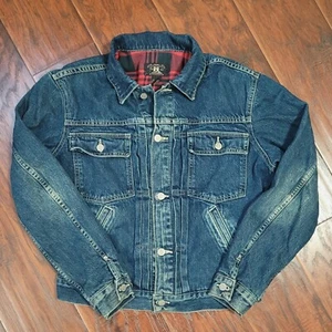 Vintage Ralph Lauren RRL Flannel Lined Denim Trucker Western Jacket Sz S - Picture 1 of 8