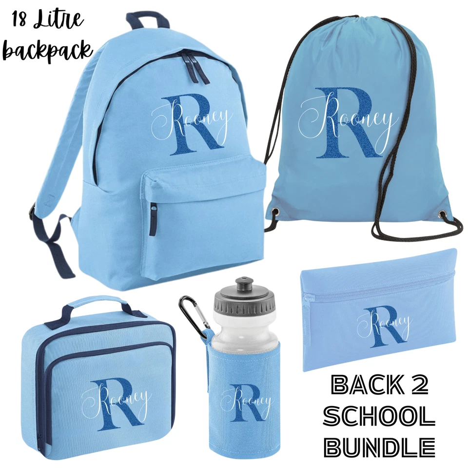 Personalised Back To School Mega Bundle Backpack School Essentials Set Lunch Bag - Image 1 of 1