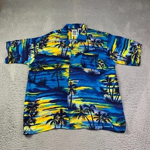 Ocean Current Shirt Adult Extra Large Blue Tropical Button Up Short Sleeve Mens - Picture 1 of 10