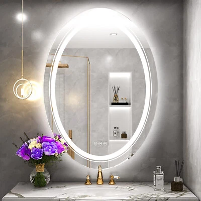 24X32 Inch Oval LED Bathroom Mirror Lighted Vanity Mirror with Lights Anti-Fog - Image 1 of 4