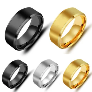 Fashion 8MM Stainless Steel Rings for Men Band Titanium Jewelry Size 5-13 - Picture 1 of 18