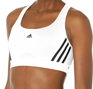 Adidas HC7888 Damen Weiß Power MS 3 Streifen Sport Training BH Größe 2X NEU - Bild 1 von 6