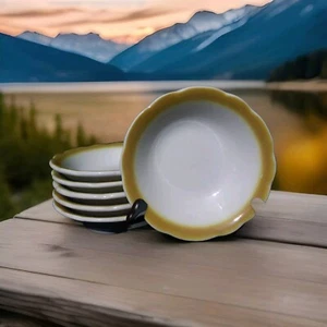 6 Vintage Wellsville Restaurant Geschirr Obst Beeren Schüssel mit Goldrand - Bild 1 von 7