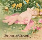 1880s Story & Clark Organs Victorian Trade Card Cherub Angels W Huches Iowa City