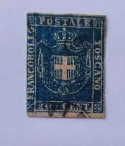 Italy Tuscany 1860 20c Provincial Government Blue. Signed! - Picture 1 of 5