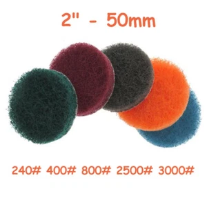 2" 50mm Nylon Fiber Scouring Pad Hook & Loop Abrasive Cleaning Pad 240-3000 Grit - Picture 1 of 15