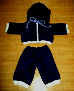 BLACK HOODIE HOODY W/ BLACK OR WHITE TRIM +PANTS for 16" CPK Cabbage Patch Kid - Picture 1 of 3