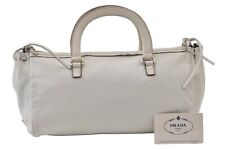 Authentic PRADA Vintage BOW SOFT Leather Hand Bag Purse BN0703 White 9934I