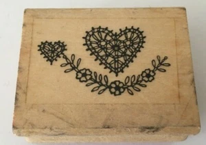 Herz und Blumengirlande Gummistempel 2 x 1,5 cm - Bild 1 von 4