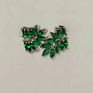 3.30Ct Marquise Simulated Emerald Women Bypass Ring 14k White Gold Plated Sliver - Picture 1 of 10