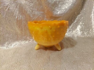 LE Smith Slag Glass Bittersweet Orange 3 Toe Compote Candy Dish Bowl Hobnail - Picture 1 of 15