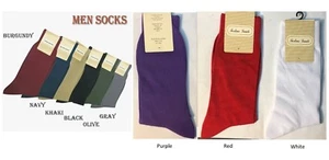 **Men's High Quality Solid Color Dress Socks One Size 10~13  S02 - Picture 1 of 19