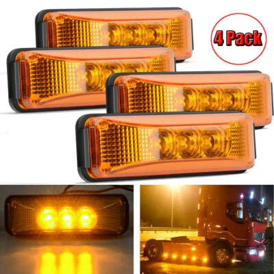4x Orange Amber Indicator Bus Truck Lorry Trailer LED Side Marker Lights 12V/24V - Image 1 of 4