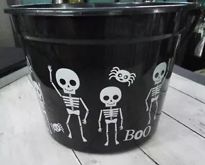 Halloween Trick Or Treat Black skeletons on the front Bucket - Picture 1 of 7