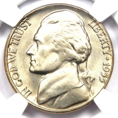 1955-D/S Jefferson Nickel 5C - NGC MS66+ Rare Plus Grade - $1,200+ Value! - Image 1 of 4