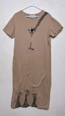 Vestido Camisa Vintage Años 80 Estampado Jirafa AOP Espalda Golpeada Talla Mediana Foto 1 de 4