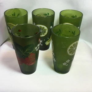 5 vasos de plástico acrílico esmerilado HJ Stotter verde fresa/limón de colección - Imagen 1 de 8