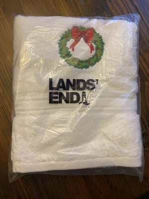 Toalla de mano de algodón bordada Lands End Holiday Tree invierno Navidad Foto 1 de 2