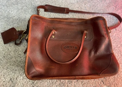 Maletín/bolso mensajero de cuero de toro ORVIS con correa muy buen estado Foto 1 de 4